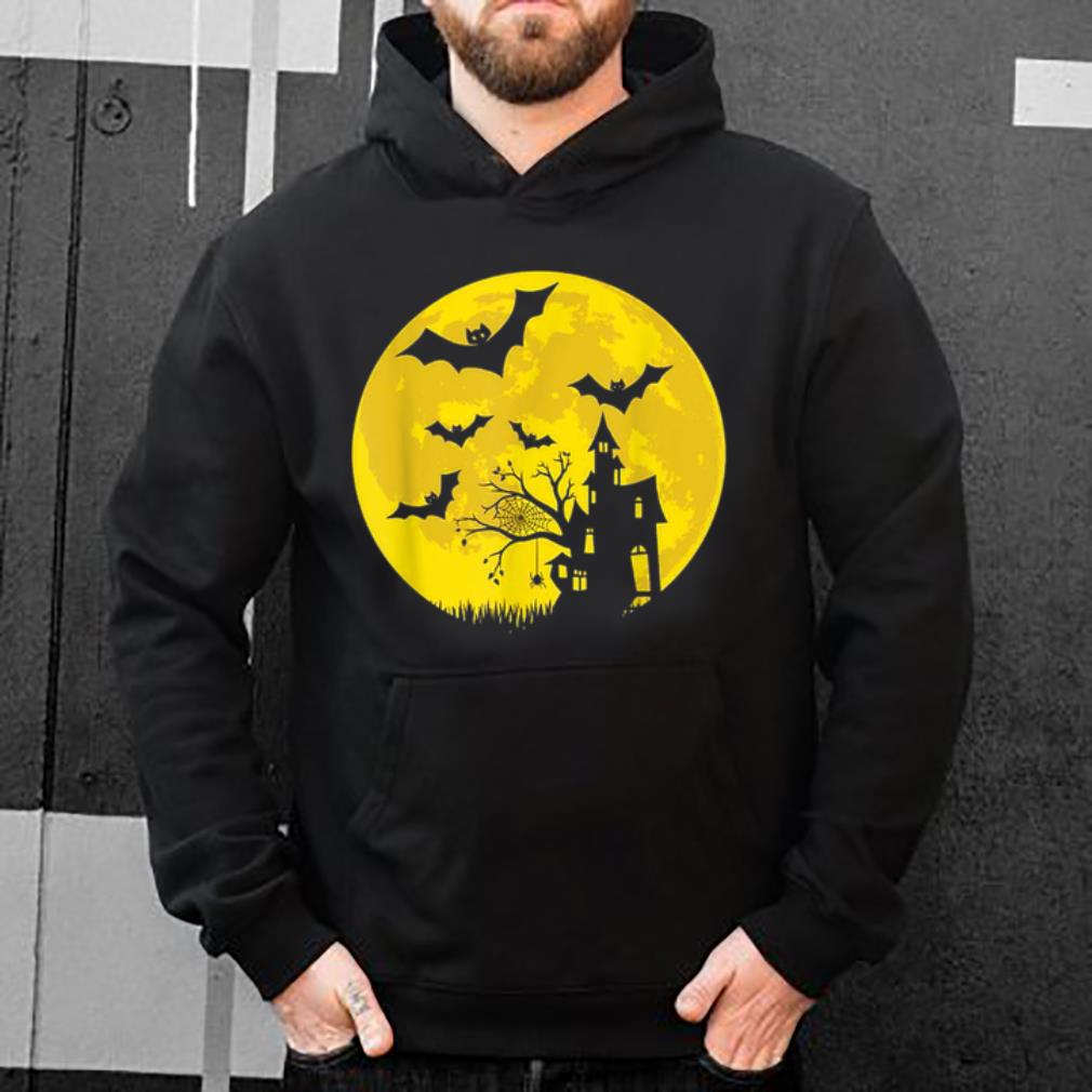 Pretty House in night Halloween bats, ghost, moon shirt