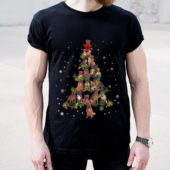 Top Cute Staffie dog Christmas Tree gift decor Xmas tree shirt
