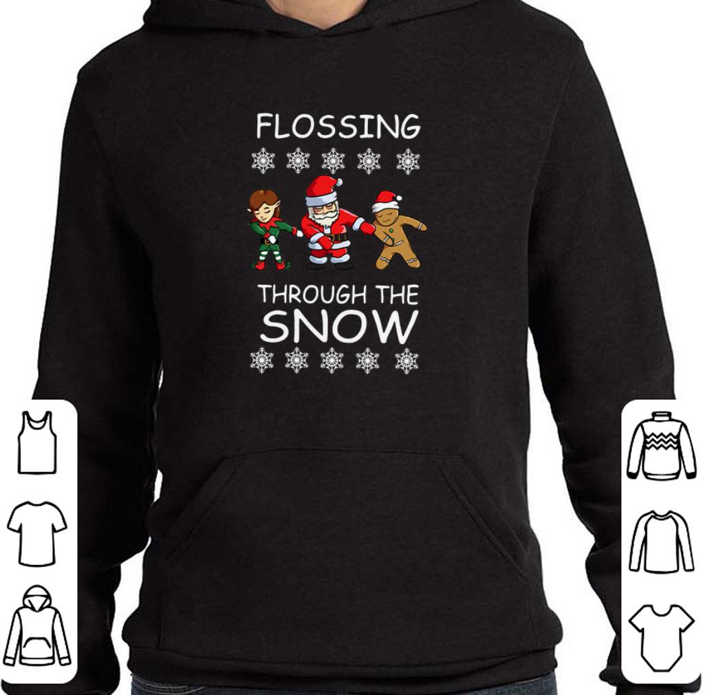 Awesome Elf Santa Gingerbread Flossing Through The Snow shirt