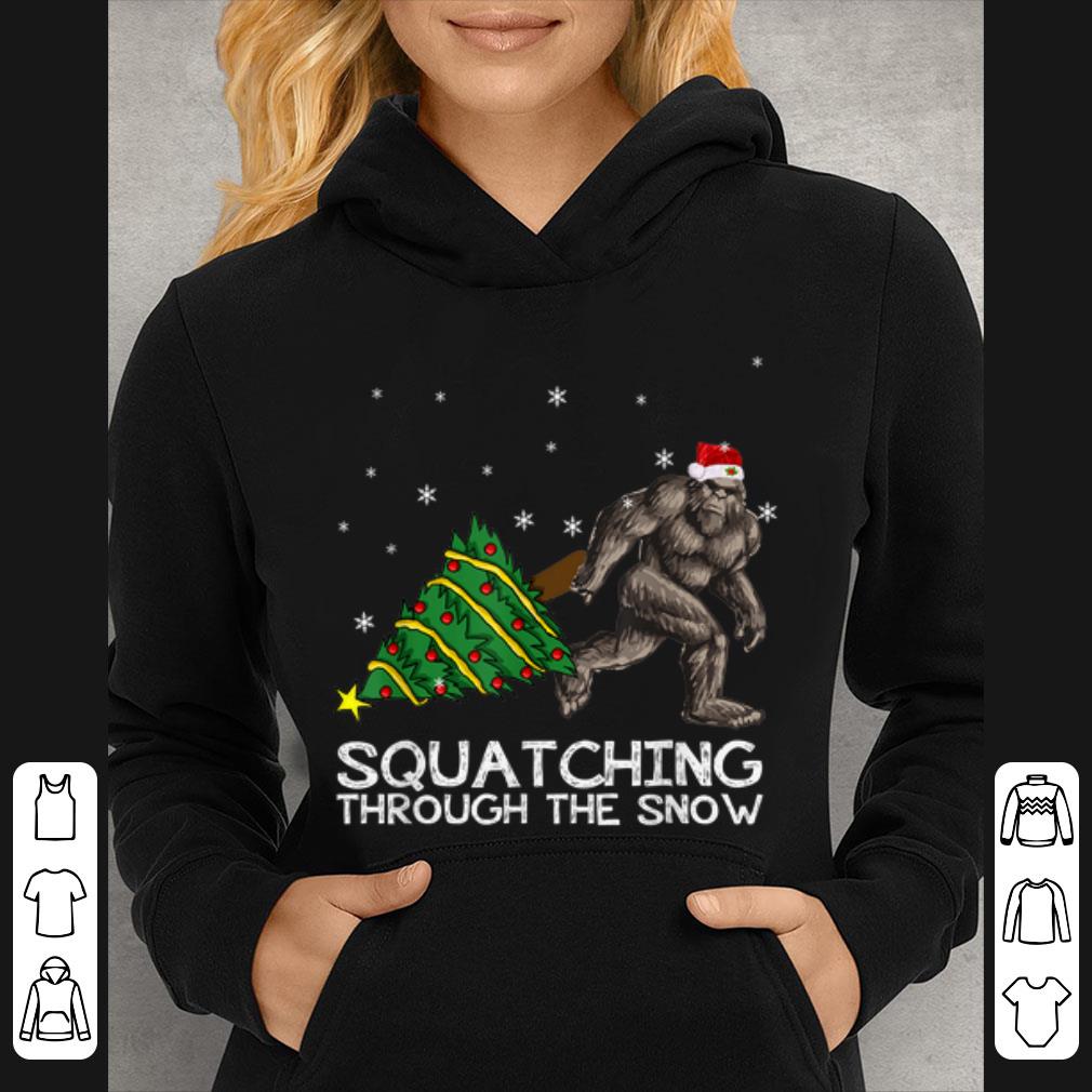 Awesome Squatching through snow bigfoot claus christmas tree gift shirt