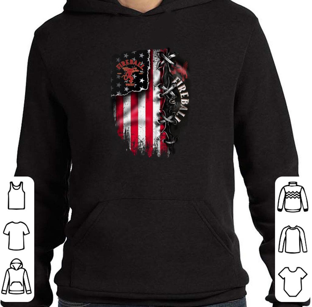 Fireball Cinnamon inside American flag shirt