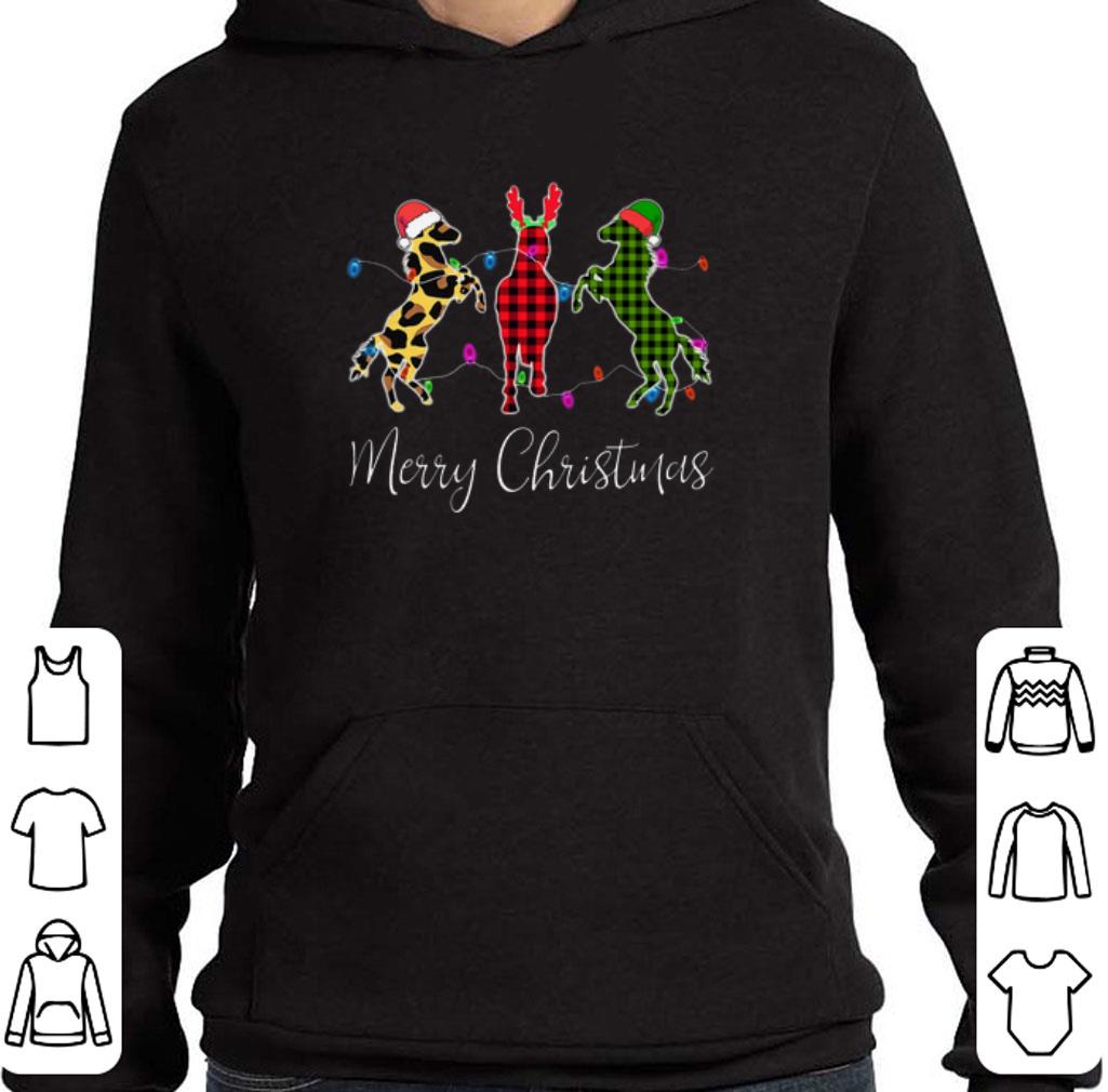 Horse Merry Christmas leopard plaid shirt