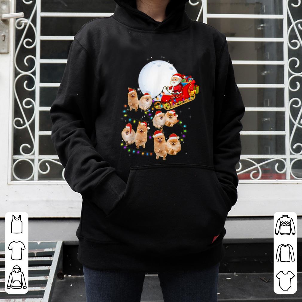 Hot Funny Pomeranian Christmas Reindeer Christmas Lights Pajama shirt