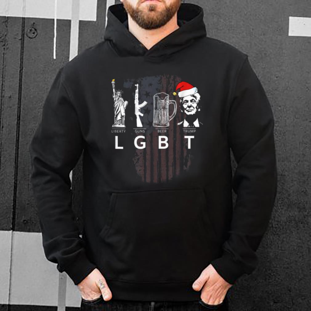 Nice Funny LGBT Liberty Guns Beer Trump Santa Hat Christmas shirt