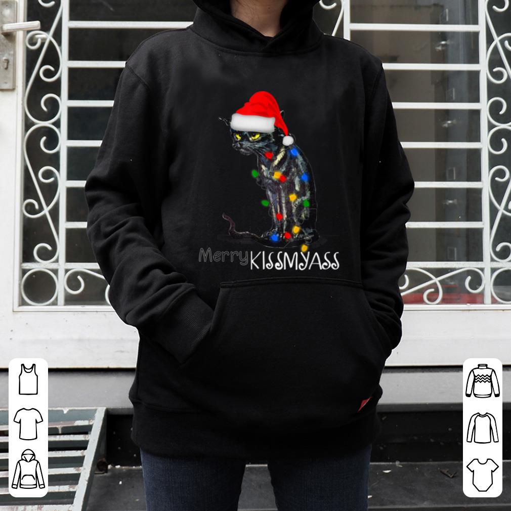 Official Funny Black Cat Merry Kissmyass X mas Gift sweater