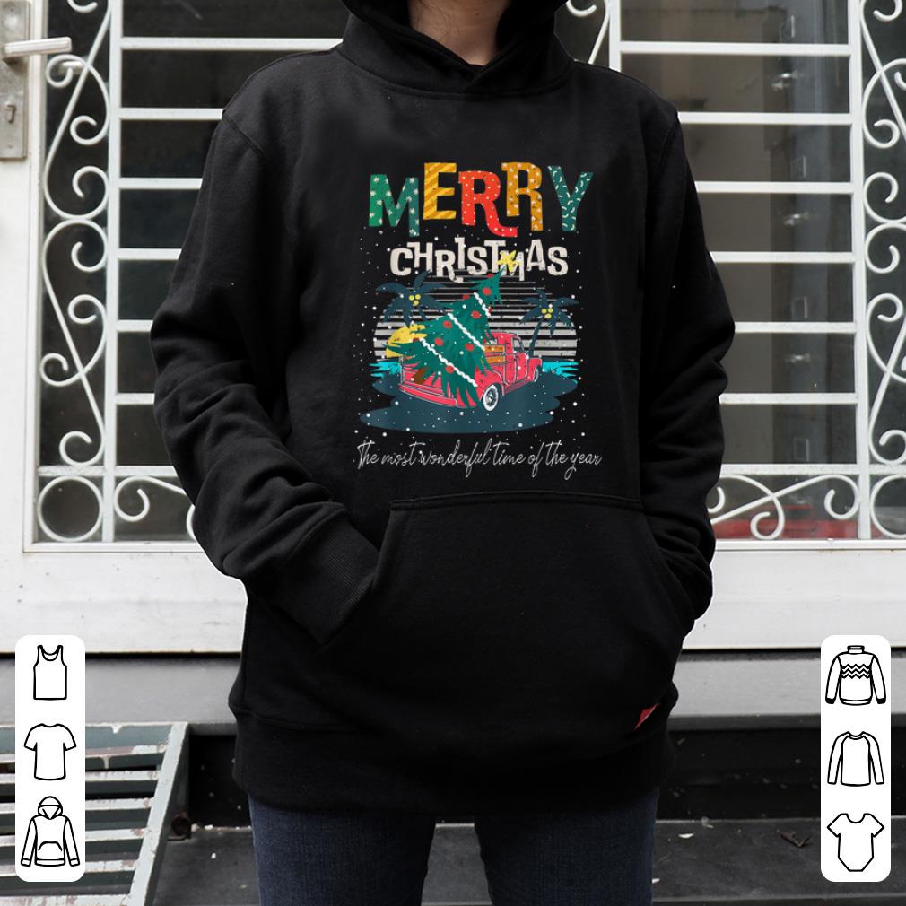 Official Tropical Merry Christmas Santa Red Truck Gift Xmas Sea Beach sweater