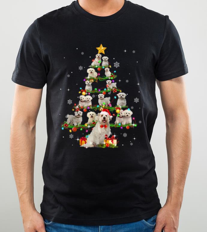 Original Bichon Frise Tree Christmas santa Hat Paw up Star X-mas shirt