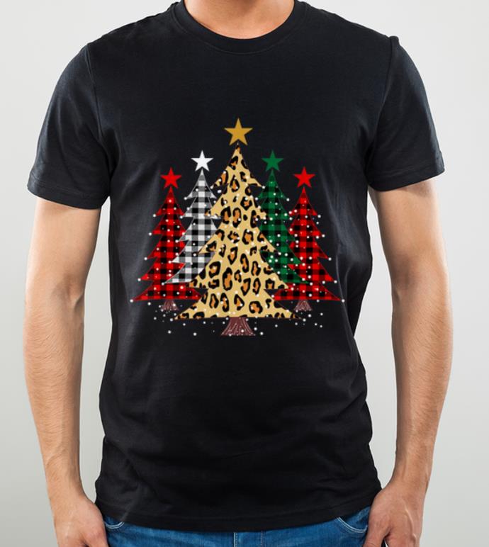 Original Merry Christmas Trees with Buffalo Plaid & Leopard Design shirt
