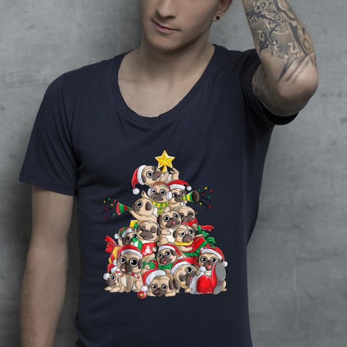Pretty Pug Christmas Merry Pugmas Xmas Tree Santa Boys Gifts shirt