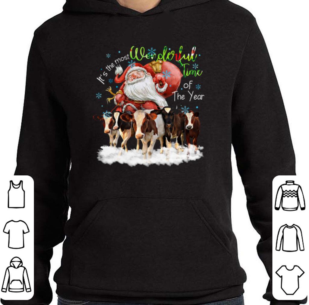 Pretty Santa riding Cows It's the most wonderful time of the year shirt