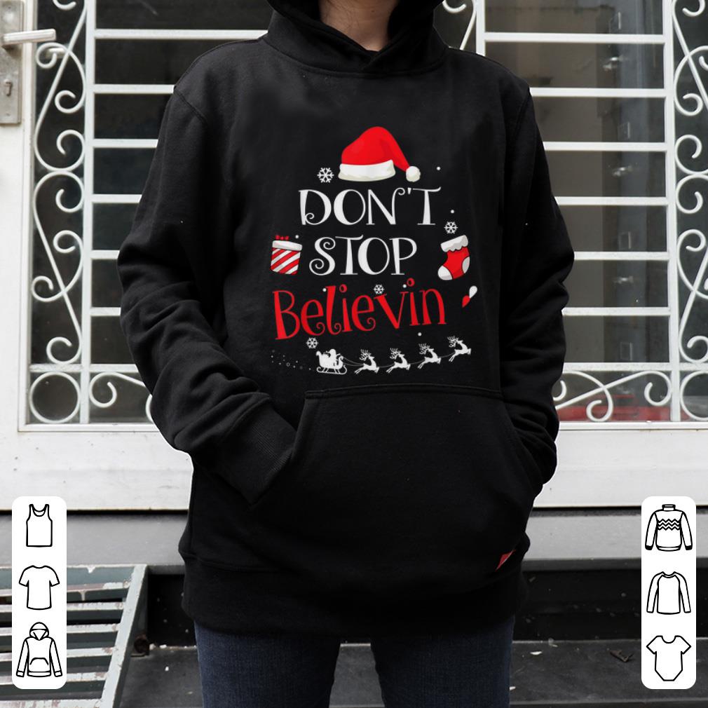 Top Funny Christmas Santa Don't Stop Believing shirt