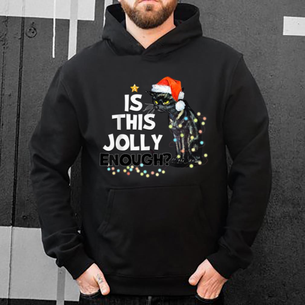 Top Is This Jolly Enough Grumpy Black Cat Christmas Lights shirt
