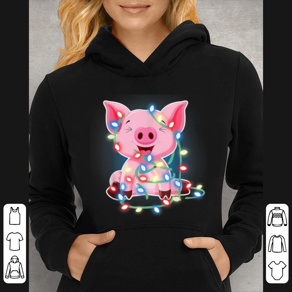 Top Merry xmas pig lights cute Christmas mens womens gift shirt