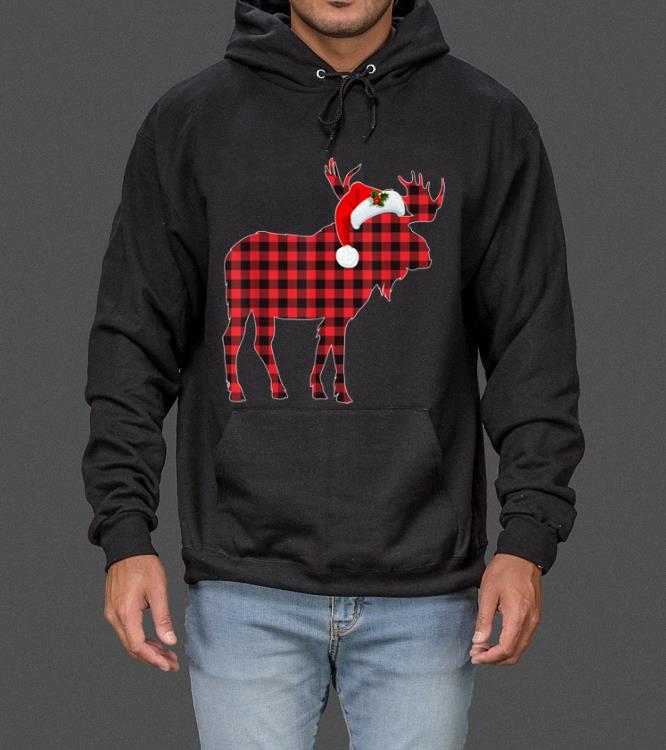 Hot Matching Family Christmas Moose Plaid Pajama Tee sweater