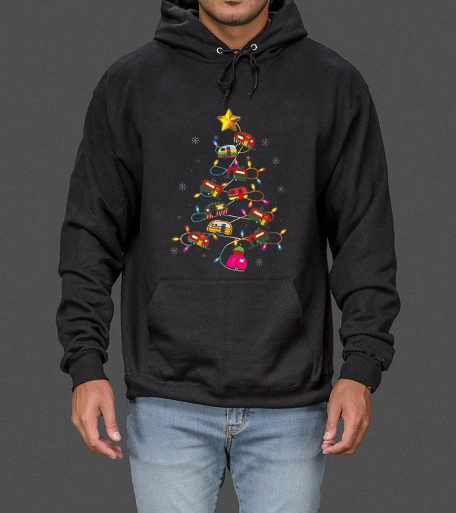 Nice Funny Camping Merry Christmas Tree Camper Snowman RV Lights sweater