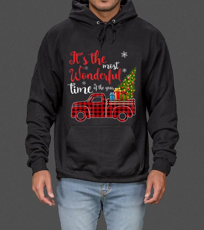 Official Red Plaid Truck and Christmas Tree Light-Truck Christmas sweater
