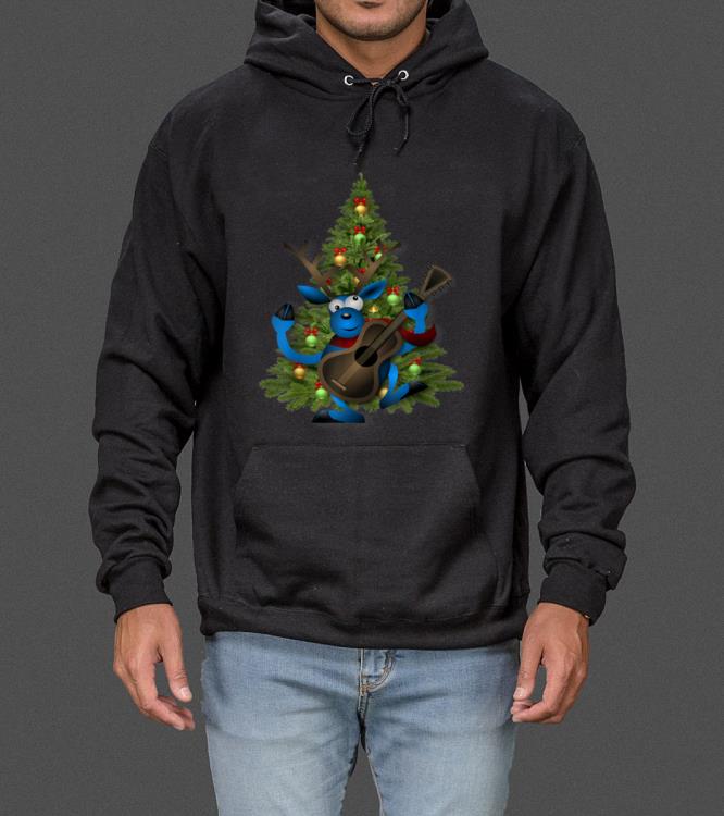 Original Moose Guitar Player Graphic Christmas Tree Tee sweater