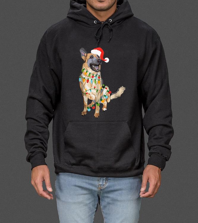 Pretty Santa German Shepherd Dog Tangled In Christmas Light sweater