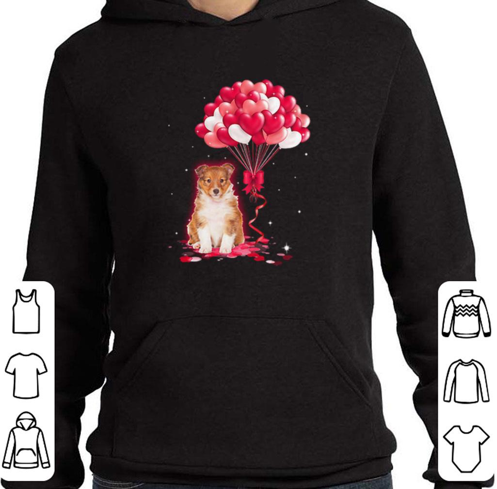 Awesome Shetland Sheepdog Love Balloons heart shirt