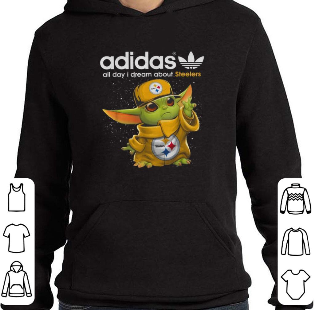 Official Baby Yoda adidas all day i dream about Pittsburgh Steelers shirt