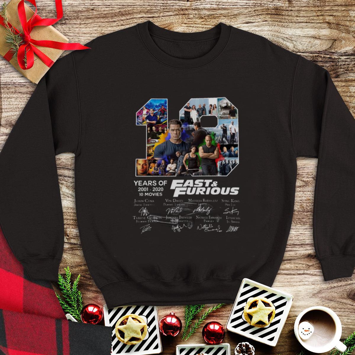 Awesome 19 Years Of Fast & Furious 2001 – 2020 10 Movies shirt