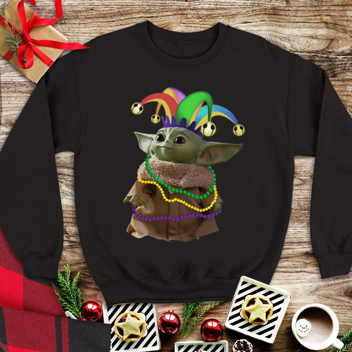 Awesome Star Wars Baby Yoda Mardi Gras Mandalorian shirt