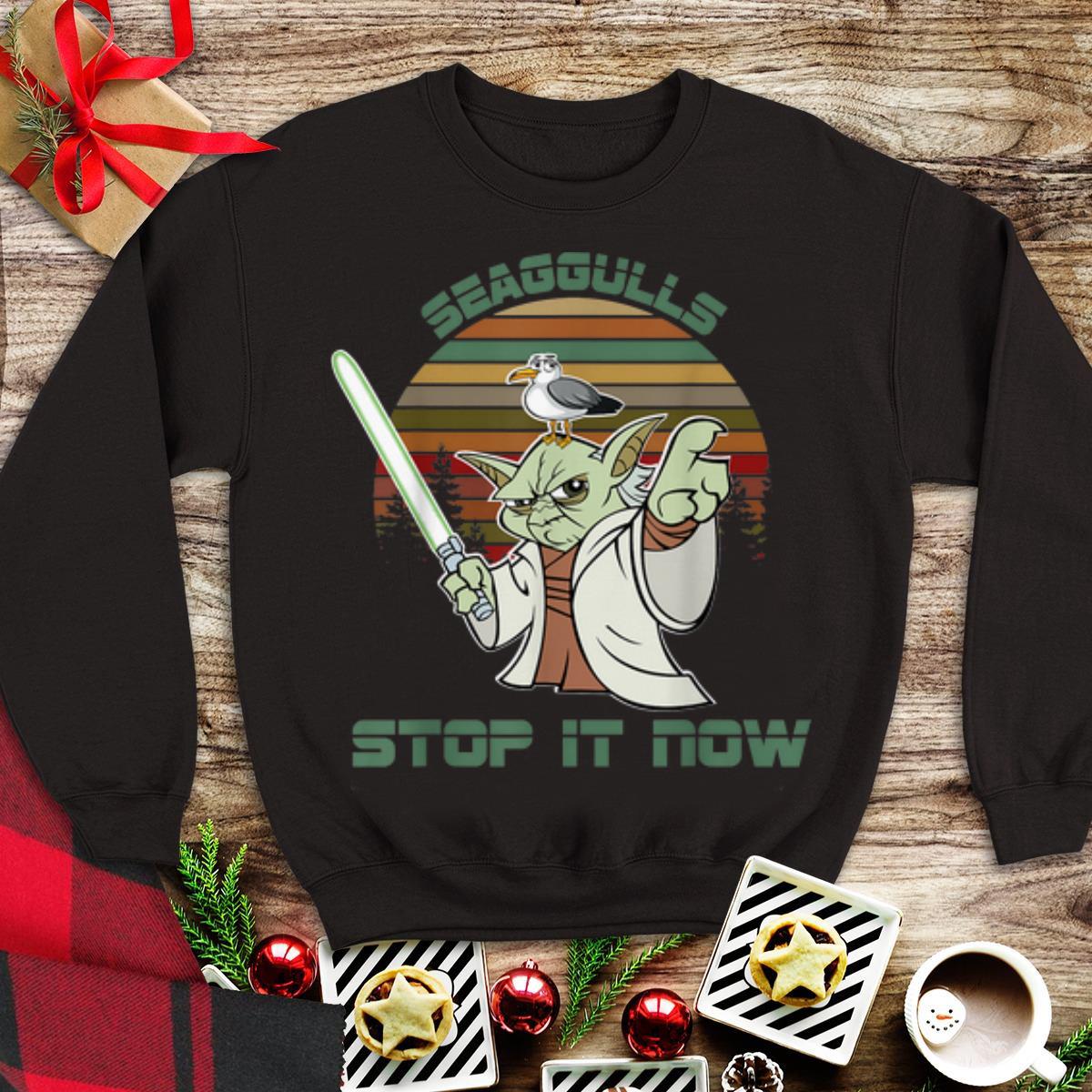 Awesome Vintage Yoda Seagulls Stop It Now shirt