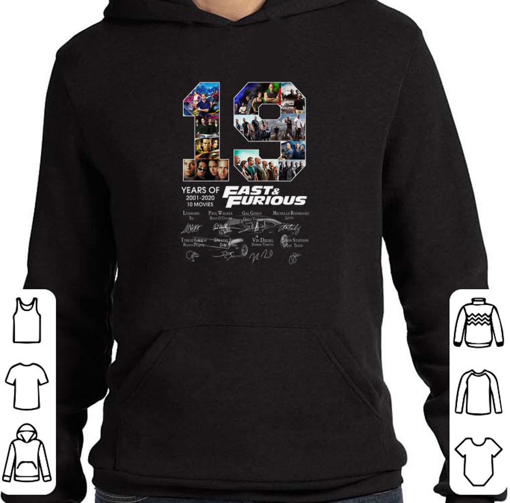 Original 19 years of Fast & Furious 2001 2020 10 movies signatures shirt