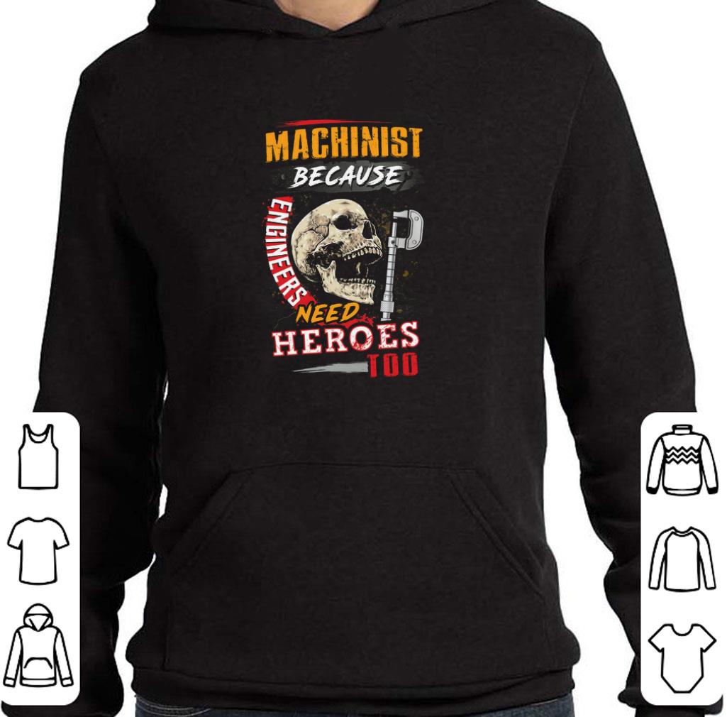 Pretty Skull Sarcastic Machinist Because Engineers Need Heroes Too shirt