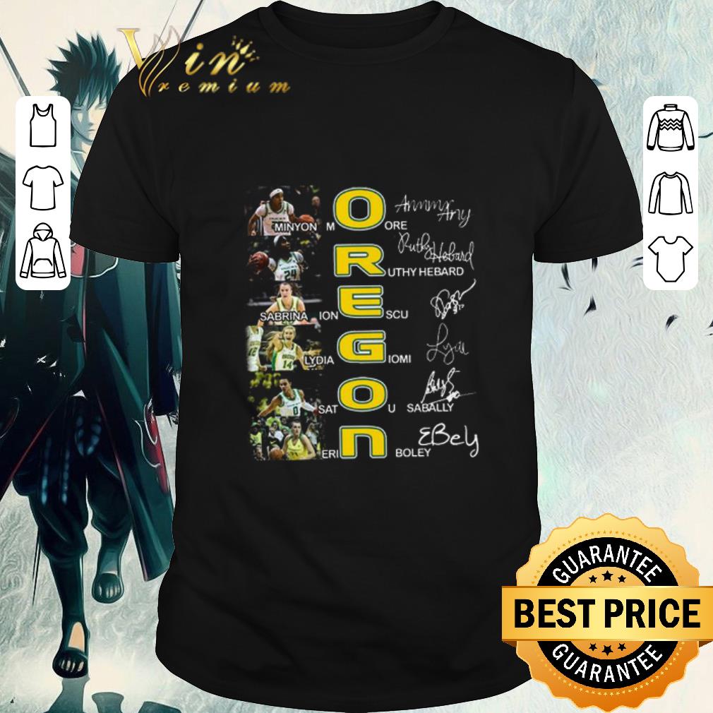 Top Oregon Ducks all player signatures Minyon Moore Ruthy Hebard shirt