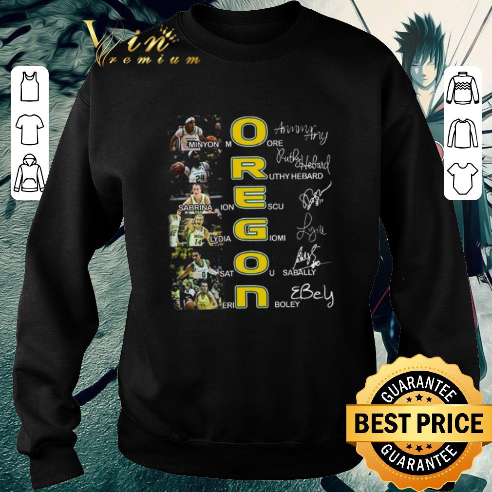 Top Oregon Ducks all player signatures Minyon Moore Ruthy Hebard shirt