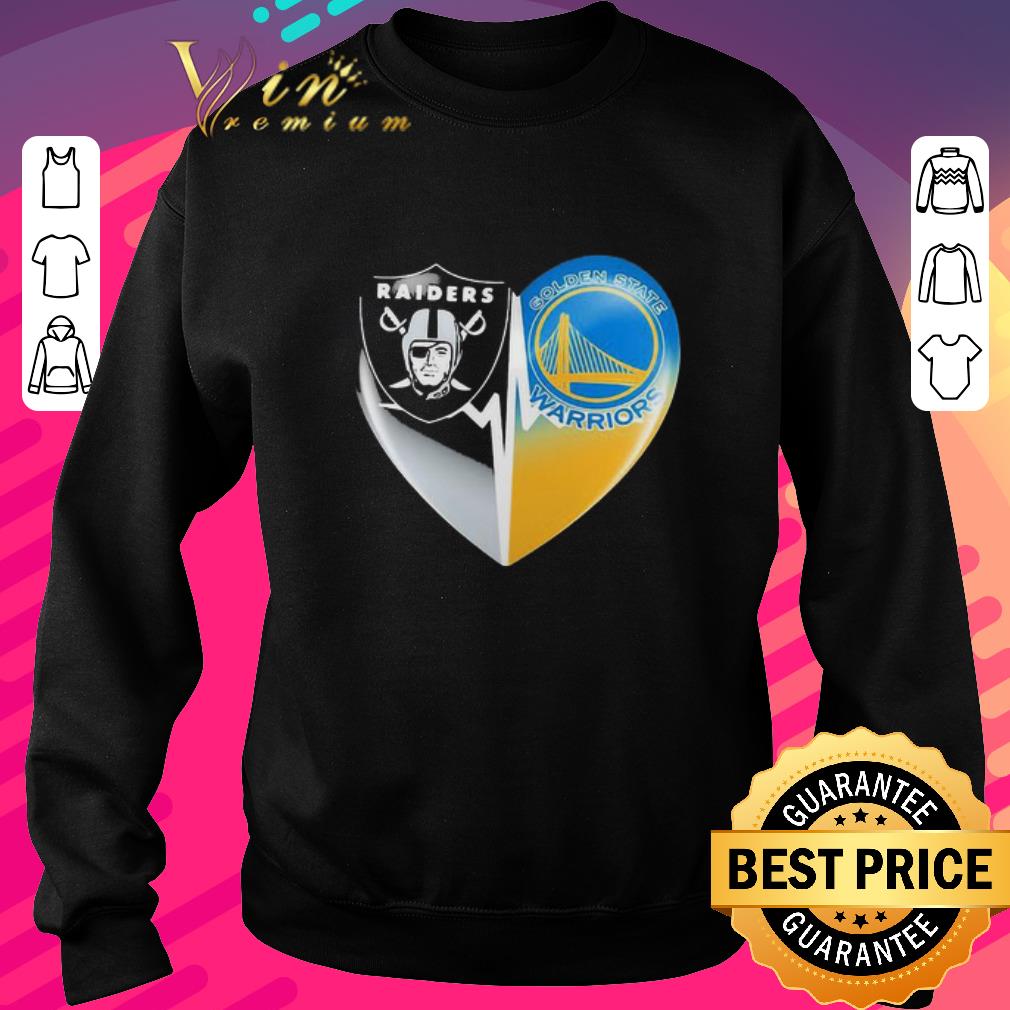 Awesome Logo Oakland Raiders And Golden State Warriors Heartbeat Lover shirt
