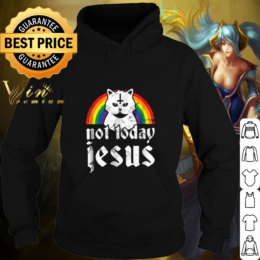 Top Satanic Cat Not Today Jesus Rainbow shirt