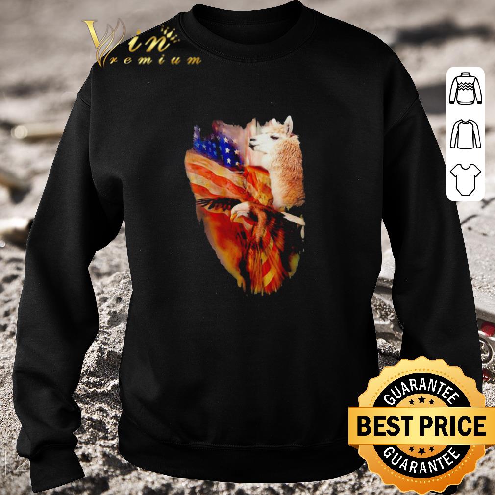 Funny Llama and Eagle America 4th of july independence day shirt
