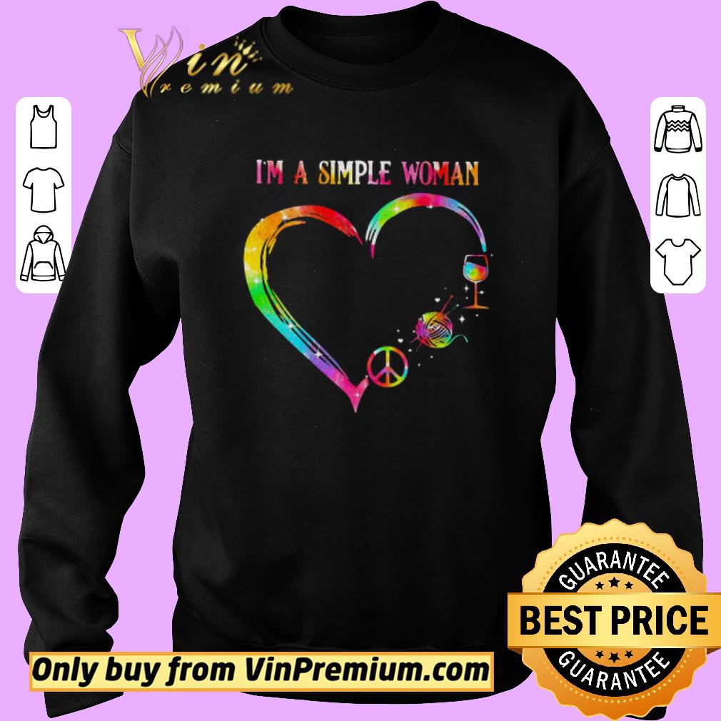 Original I’m a simple woman heart knitting wine shirt
