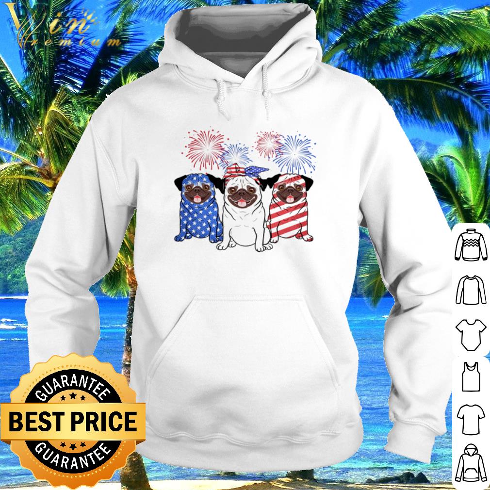 Official Firework Pug Red Blue White American Flag 4th Of July shirt