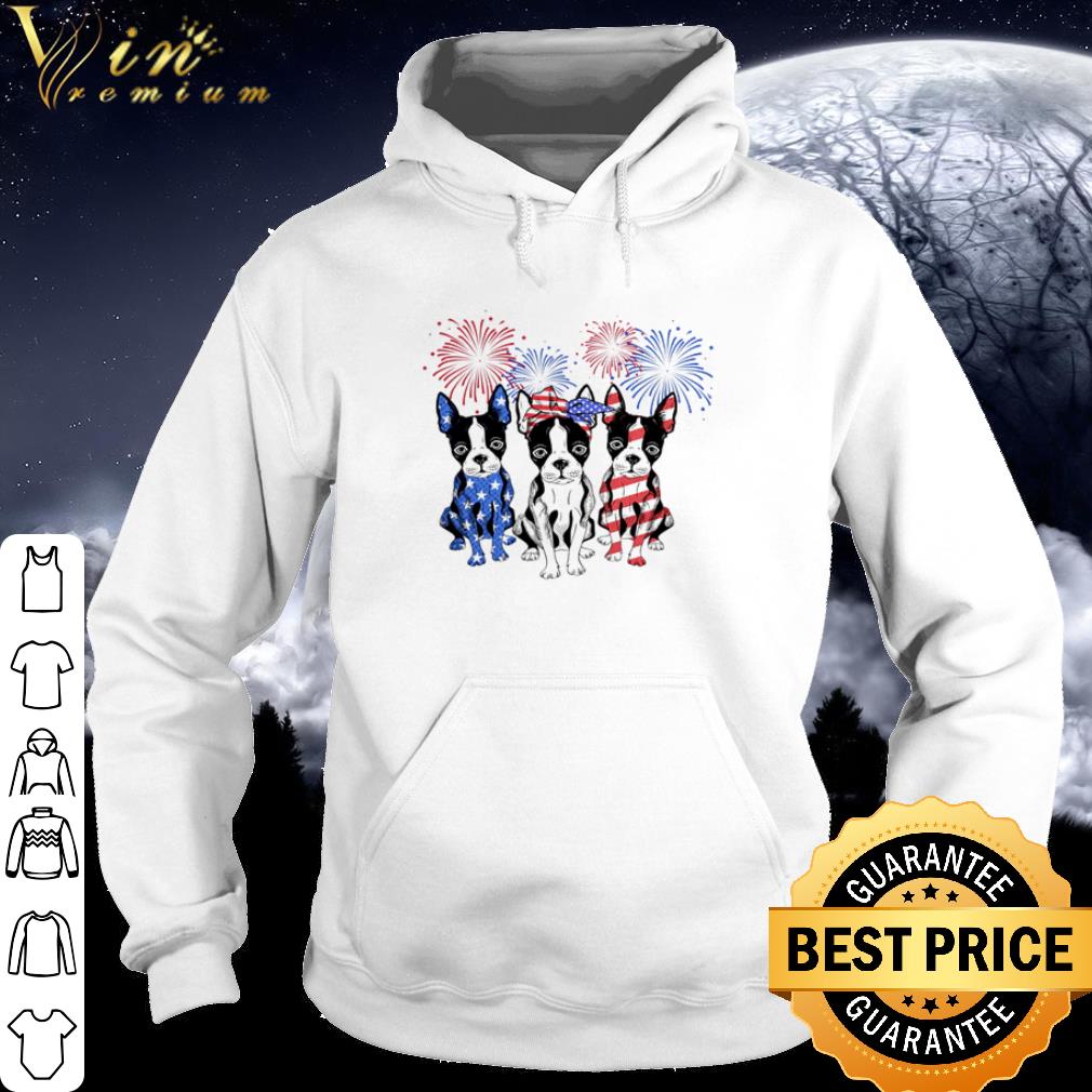 Premium Firework Boston Terrier Blue White Red American Flag shirt