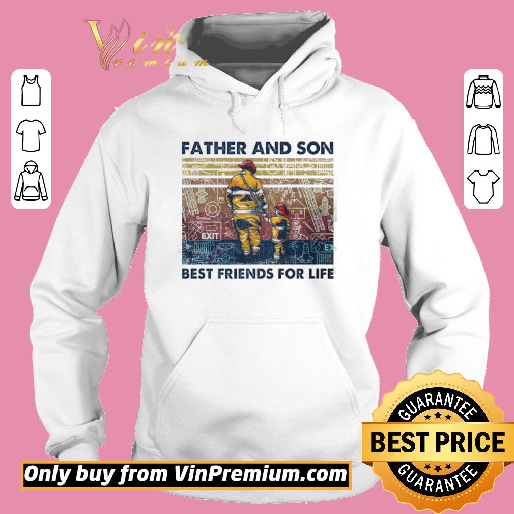 Nice Fireman Father And Son Best Friends For Life Vintage Happy Father's Day shirt