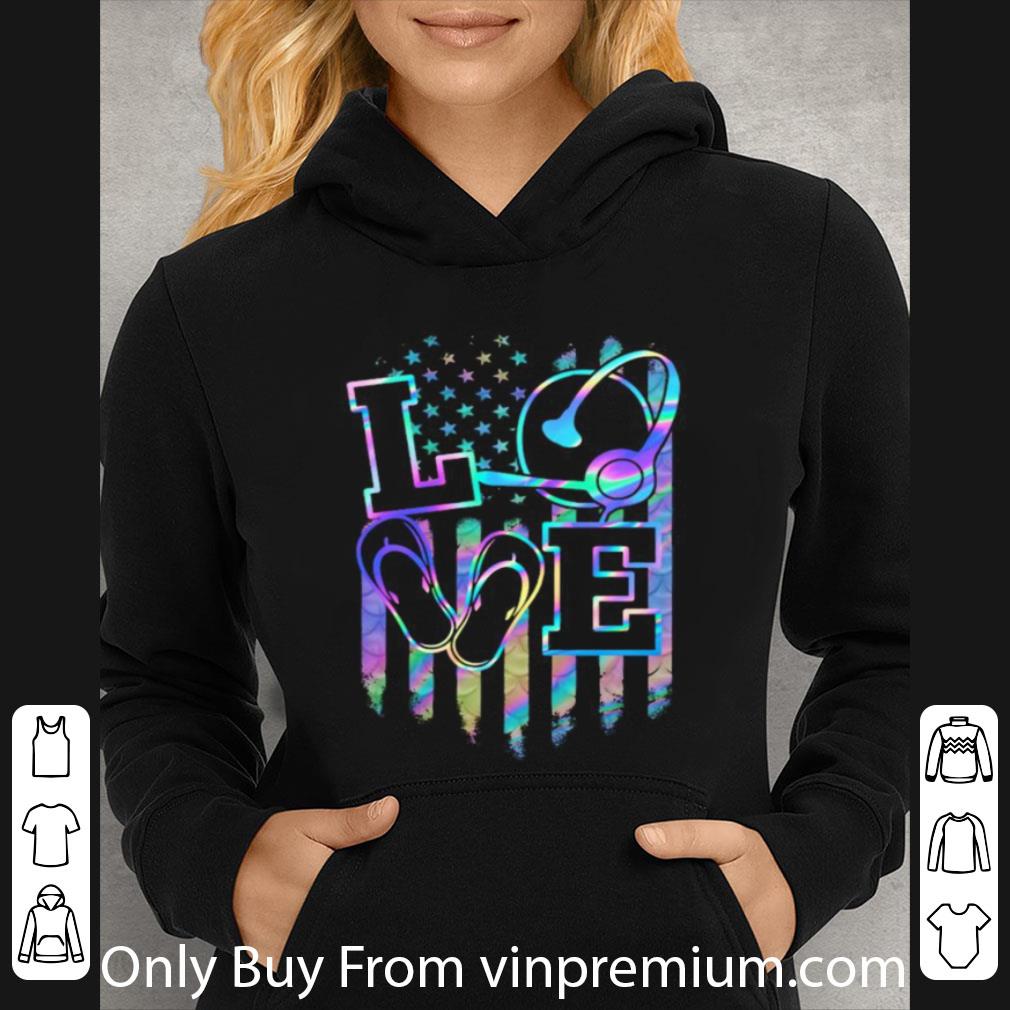 Top Love Dispatcher American Flag Hologram Independence Day shirt