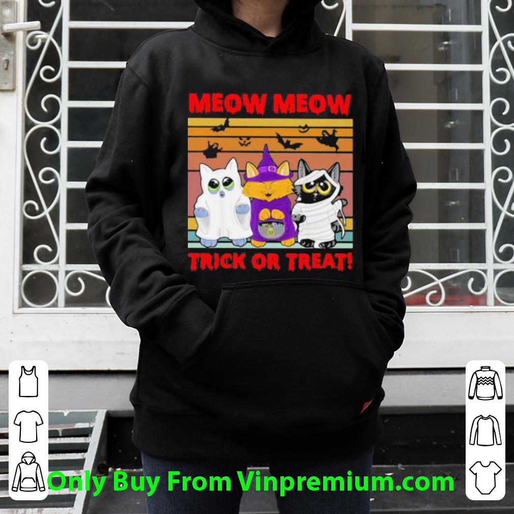 Awesome Meow Meow Trick Or Treat Cats Halloween Vintage shirt