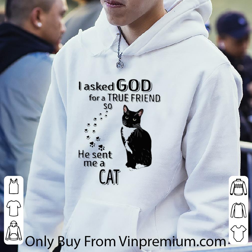 Awesome Black Cat I Asked God For A True Friend So He Sent Me A Cat shirt