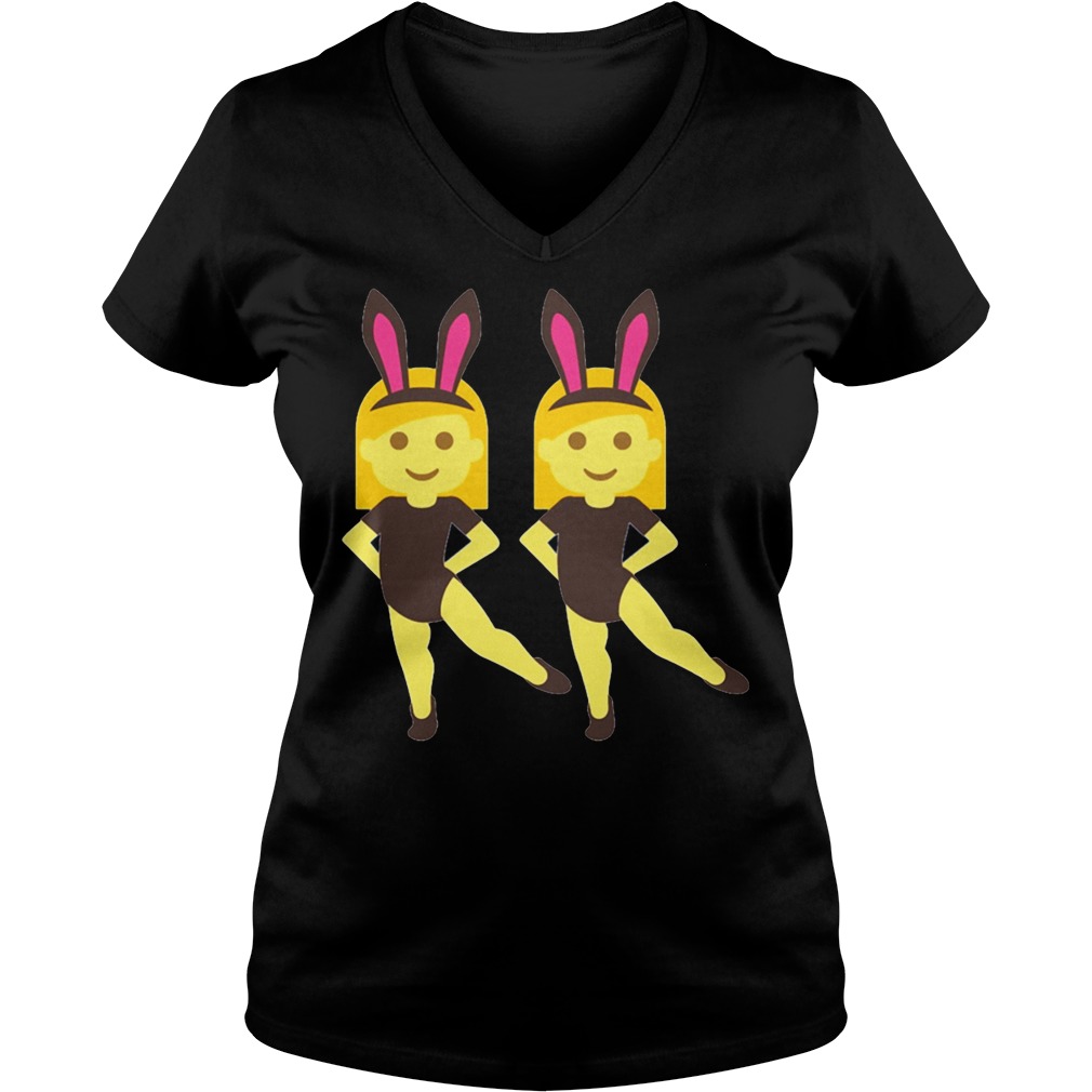 Easter Bunny Ears Face Cute Bow Shirt 5 Easter Bunny Ears Face Cute Bow V Neck