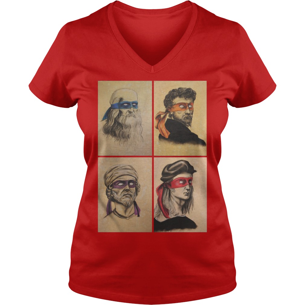Renaissance Artists Ninja Turtles Donatello Raphael Leonardo and Michelangelo Shirt 5 Renaissance Artists Ninja Turtles Donatello Raphael Leonardo And Michelangelo V Neck