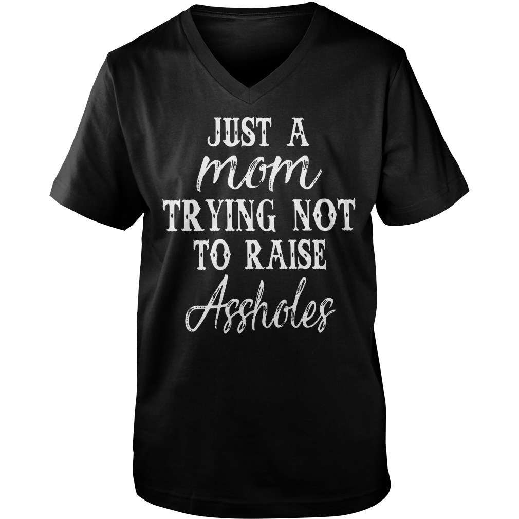 Just A Mom Trying Not To Raise Assholes T-Shirt 6 Just A Mom Trying Not To Raise Assholes T-Shirt Guys V-Neck