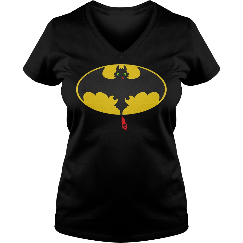 Toothless Batman How To Train Your Dragon Mashup T-Shirt 10 Toothless Batman How To Train Your Dragon Mashup T-Shirt Ladies V-Neck