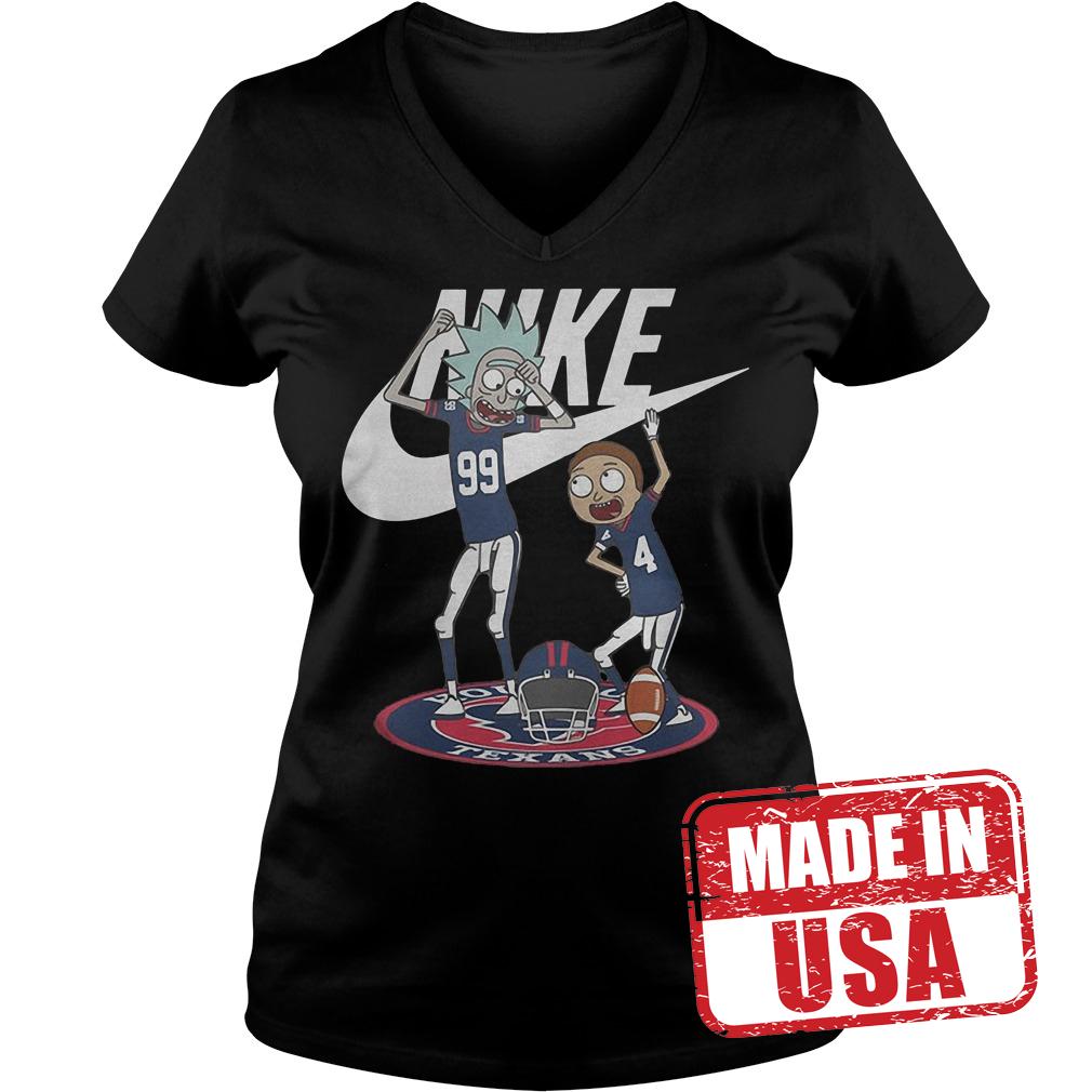 Premium Rick Morty Nike Broncos Texans shirt 4 Premium Rick Morty Nike Broncos Texans shirt Ladies V-Neck