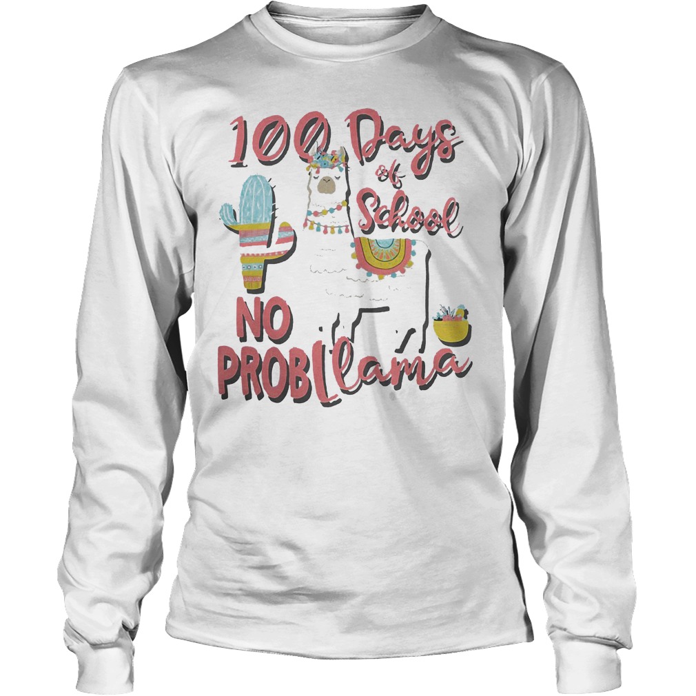 100 Days of School No ProbLlama Shirt Longsleeve Tee Unisex