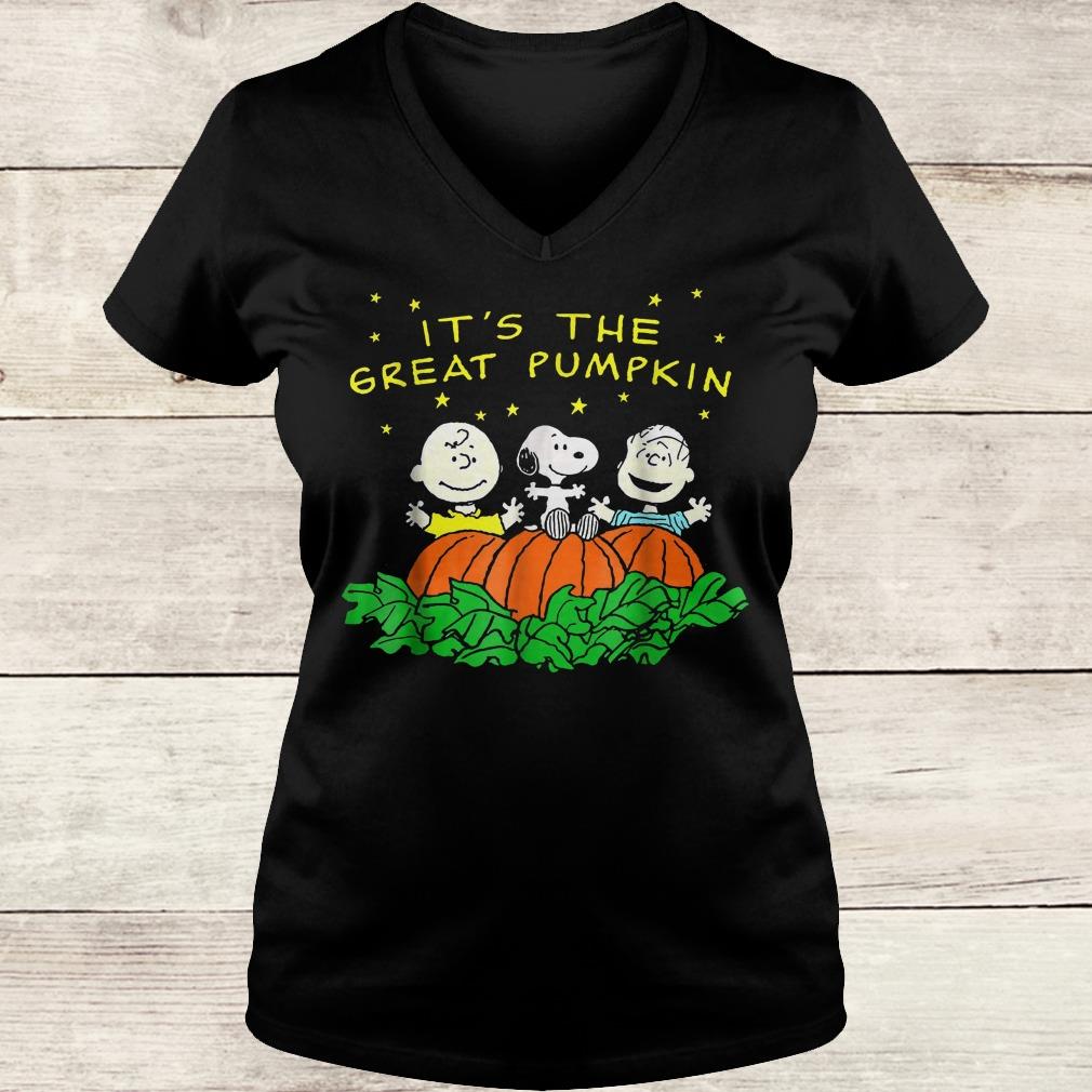 Premium Happy halloween Charlies's it's the great pumpkin shirt 4 Premium Happy halloween Charlies's it's the great pumpkin shirt Ladies V-Neck