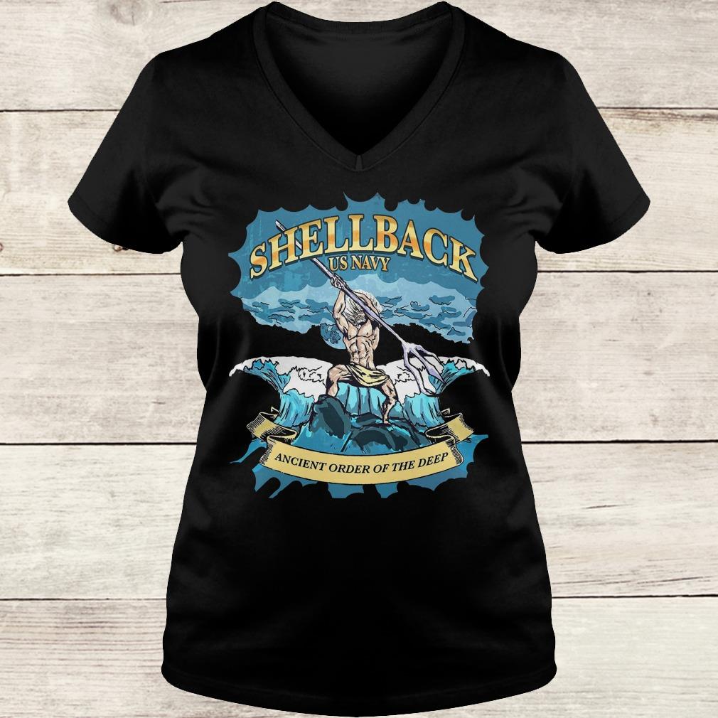 Official Shellback Us Navy Ancient Order Of the deep shirt Ladies V-Neck