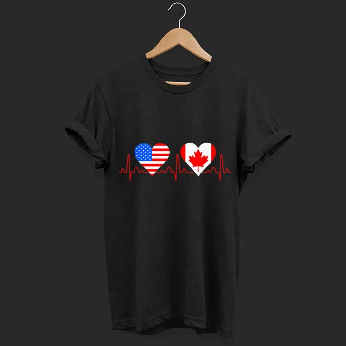 America Canada Flag Heartbeat Patriotic shirt